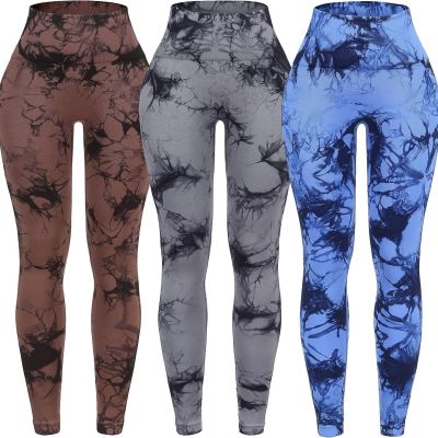 3 Pack Tie Dye Seamless High Waisted Workout Leggings for Women Scrunch Butt Lif